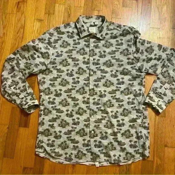 Haupt Mens Long Sleeve Modern Fit Button Down Shirt Size XL Car Surfboard Cotton - Picture 11 of 12